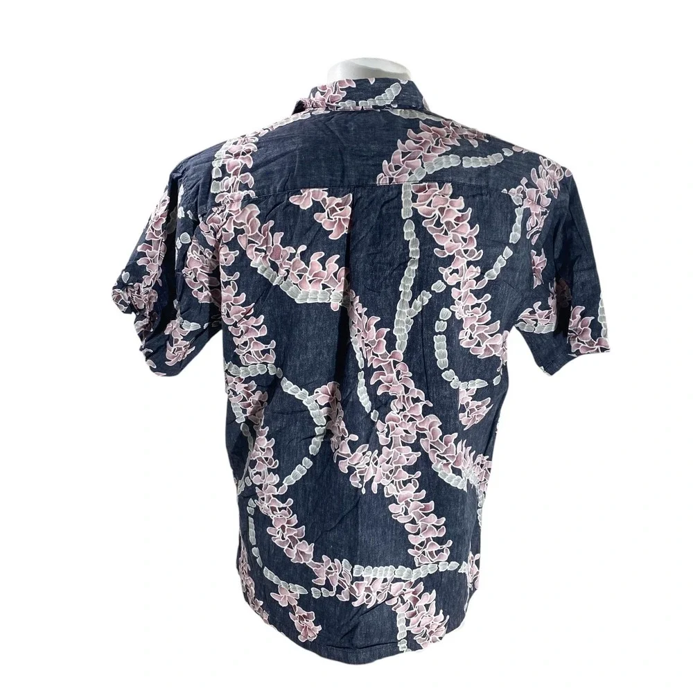 Cooke Street Hawaiian Aloha Shirt Large Floral Flowers Vines Reverse Print Black